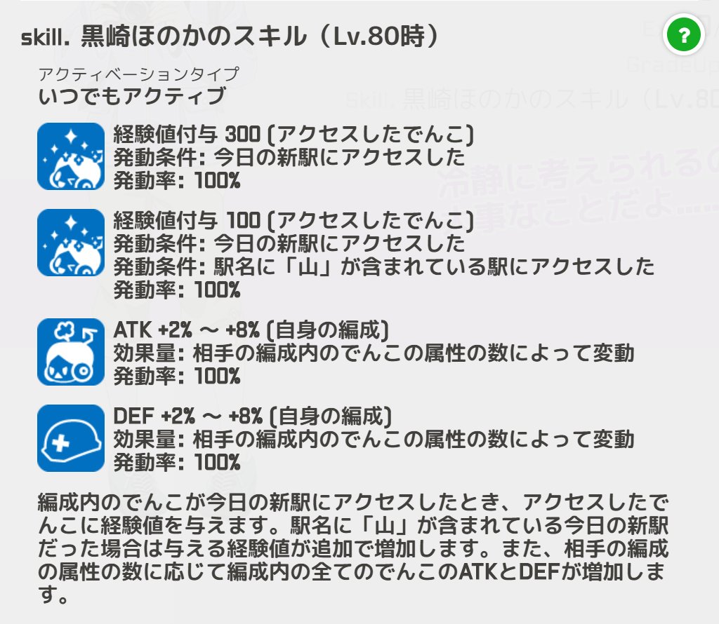 駅メモ 公式 最後に黒崎ほのかのご紹介 今日の新駅にアクセスしたとき アクセスしたでんこに経験値を与えます さらに 山が付く駅の場合は与える経験値が追加 今日の新駅にアクセスする時のお供に是非 駅メモ ヤマノススメ