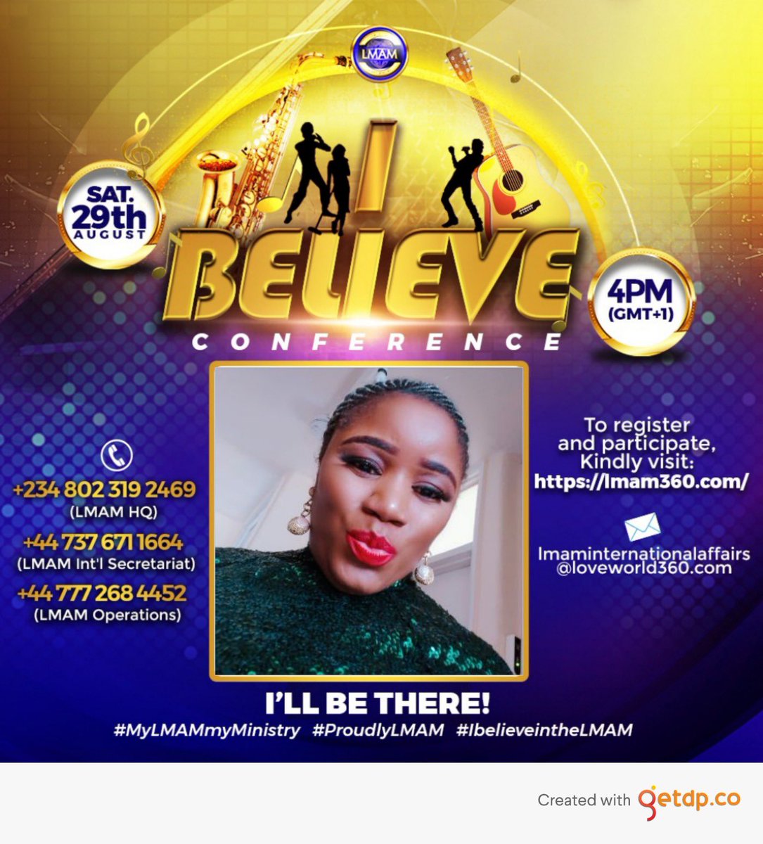 loveworldenter1's tweet photo. I so much believe in the LMAM.

Have you registered❓❓❓🥳
 Please click the link below to register for the upcoming I BELIEVE Conference and create your own avatar!📷

https://t.co/lJRoSYaL8l

#Ibelieveconference
#august29
#MyLMAMmyMinistry
#ProudlyLMAM
#IbelieveintheLMAM https://t.co/SCxK7XHN67