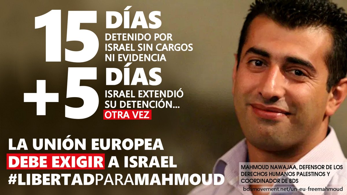 🌿el #BDS és una forma de defensa no violenta i lliure expressió que ha de ser protegida. Les persones i organitzacions que el defensem hem de poder expressar les nostres opinions lliurement i sense amenaces d'enjudiciament o criminalització."
<a href="/Nawajaa/">Mahmoud Nawajaa</a> 
#LibertadParaMahmoud