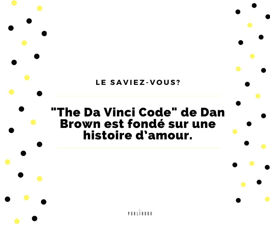 edpublibook's tweet image. [Le saviez-vous ?]

"Da Vinci Code" (The Da Vinci Code) est fondé sur une histoire d’amour...🤭

L'avez-vous lu ???

#Publibook #lesaviezvous #livredepoche #passionlecture #davincicode  #enquete #cultureg #culturelitteraire #culturelivre r #recommandationlecture #davincicodelivre