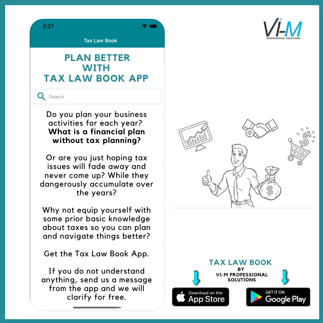 Vi_M__'s tweet photo. Equip yourself with knowledge of Tax laws and Plan better.

Need more guidance?

Please send us an email @ clients@vi-m.com 
===
#Taxlawbookapp
#Planbetter
#ViMprofessionalsolutions
@mnmonwu 
@NigerianTaxLady https://t.co/S0jxfoxP7D