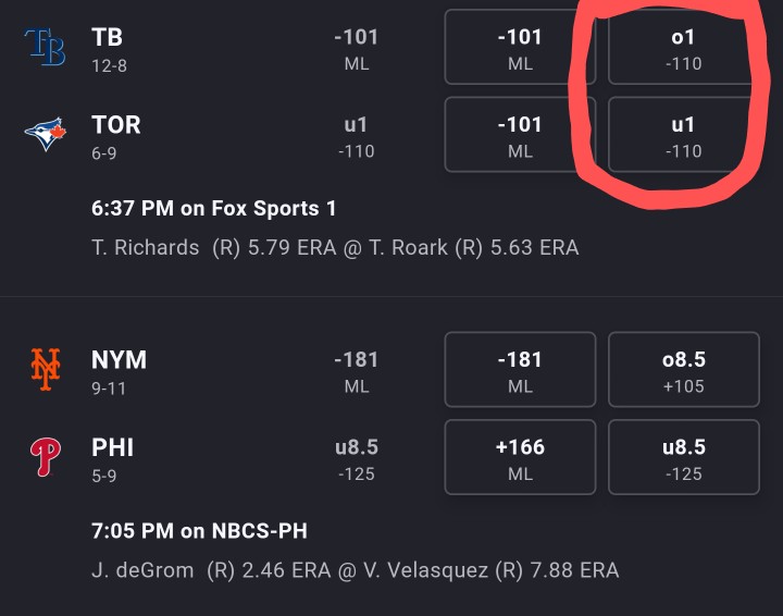 PHatwatts's tweet photo. Not a lot of offense being predicted in today's TB/Toronto game, huh? 😂 https://t.co/BPvBVF4Igw