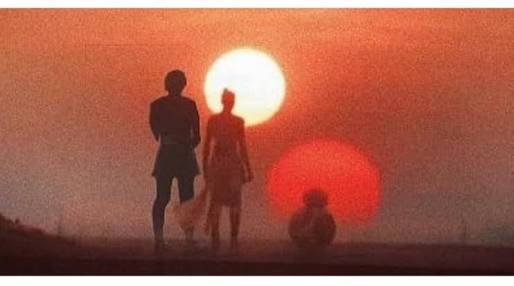 Twitter 上的 ジェイk スター ウォーズ レンメイ ベンとレイは タトゥイーンの奴隷を解放し幼きアナキンの夢を実現させた 双子の夕日を一人見つめるレイ ミレニアム ファルコンから降りてきたベンは そっと彼女に寄り添い 船に乗るように促す 二人は 困っている