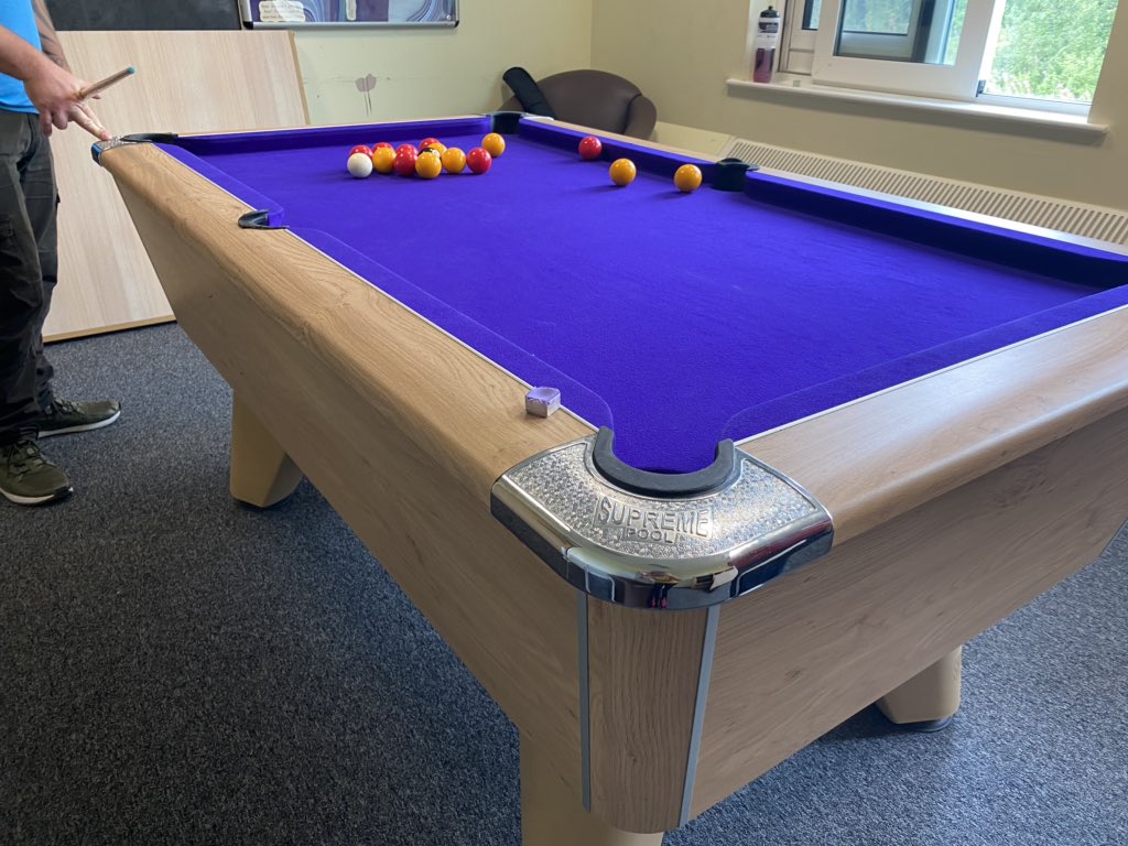 OrchidWard's tweet photo. We spent time this morning playing pool; it was nice to see patient and staff engagement! #socialising #activity #poolgame 🎱 😃🗣 https://t.co/s7gmpAWU10