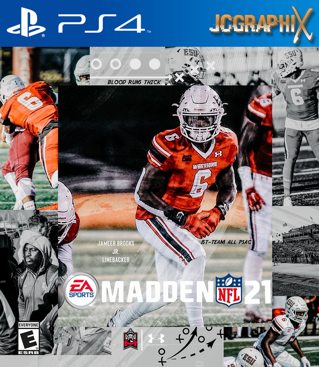 ESU_Football's tweet photo. WARRIOR NATION need your help ‼️ Who is your top WARRIOR Madden Cover❓

Retweet ➡️ 9️⃣3️⃣ @DozersWorld 
Like ➡️ 6️⃣ @BrooksJameer 
Comment ➡️ 5️⃣ @D_robinson2 

#funfriday 
#BloodRunsThick💯 

[photo credit | @jcgraphix_ ] https://t.co/xyfIlJR7LQ