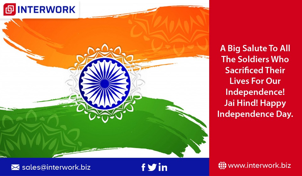 Interworksoft's tweet photo. A big salute to all the soldiers who sacrificed their lives for our independence! Jai Hind! Happy Independence Day.
#HappyIndependenceDay #IndependenceDay2020 #IndependenceDay #Interworksoftwaresolutions https://t.co/njjdHvZh8f