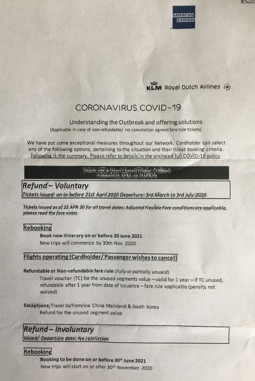 alexisk79's tweet photo. @KLM Thanks. So why did KLM refuse to refund in April when my HEL-AMS-LBA was cancelled and only offer a voucher? I did an Amex chargeback in the end and KLM disputed it 2 months later to claw it back stating they were only offering a voucher? This is what you sent to Amex. https://t.co/PQSgzAafQG