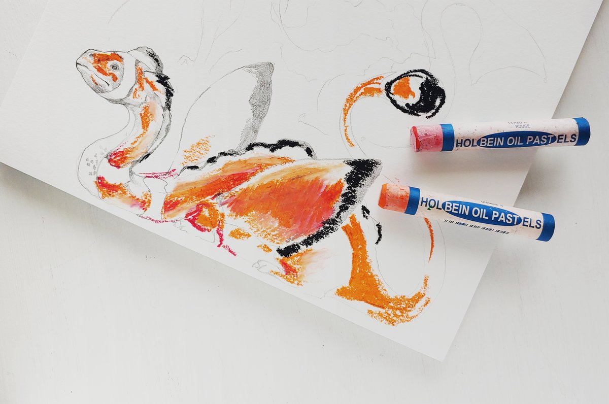 I'll go first! I've been drawing this little orange boy (a Clownfish Dragon) over the last couple days. Some sketches first, now watercolor and gouache! Still a  #wip Tagging:  @ViiMorteArt  @magical_scope  @jimmyt_art  @daffnee_  @Marcel_Hampel  @ArtofYorugami  @artofdel