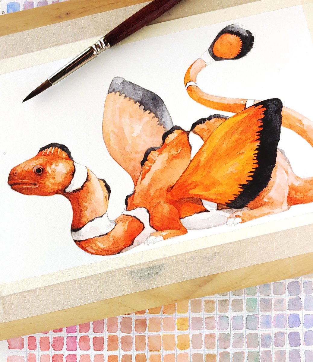 I'll go first! I've been drawing this little orange boy (a Clownfish Dragon) over the last couple days. Some sketches first, now watercolor and gouache! Still a  #wip Tagging:  @ViiMorteArt  @magical_scope  @jimmyt_art  @daffnee_  @Marcel_Hampel  @ArtofYorugami  @artofdel