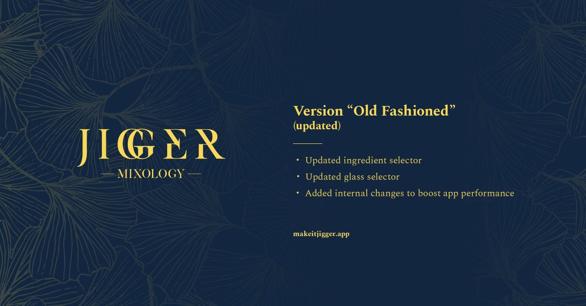jigger_app's tweet image. Our community is growing and now we have:
🤖 2k+ Android installs
🍏 1k+ iOS installs

Also, today we have updated the app and now navigation through the ingredients became much simpler. Thank you all for the feedback 🤩

Download the update and let us know how it goes for you 🍸
