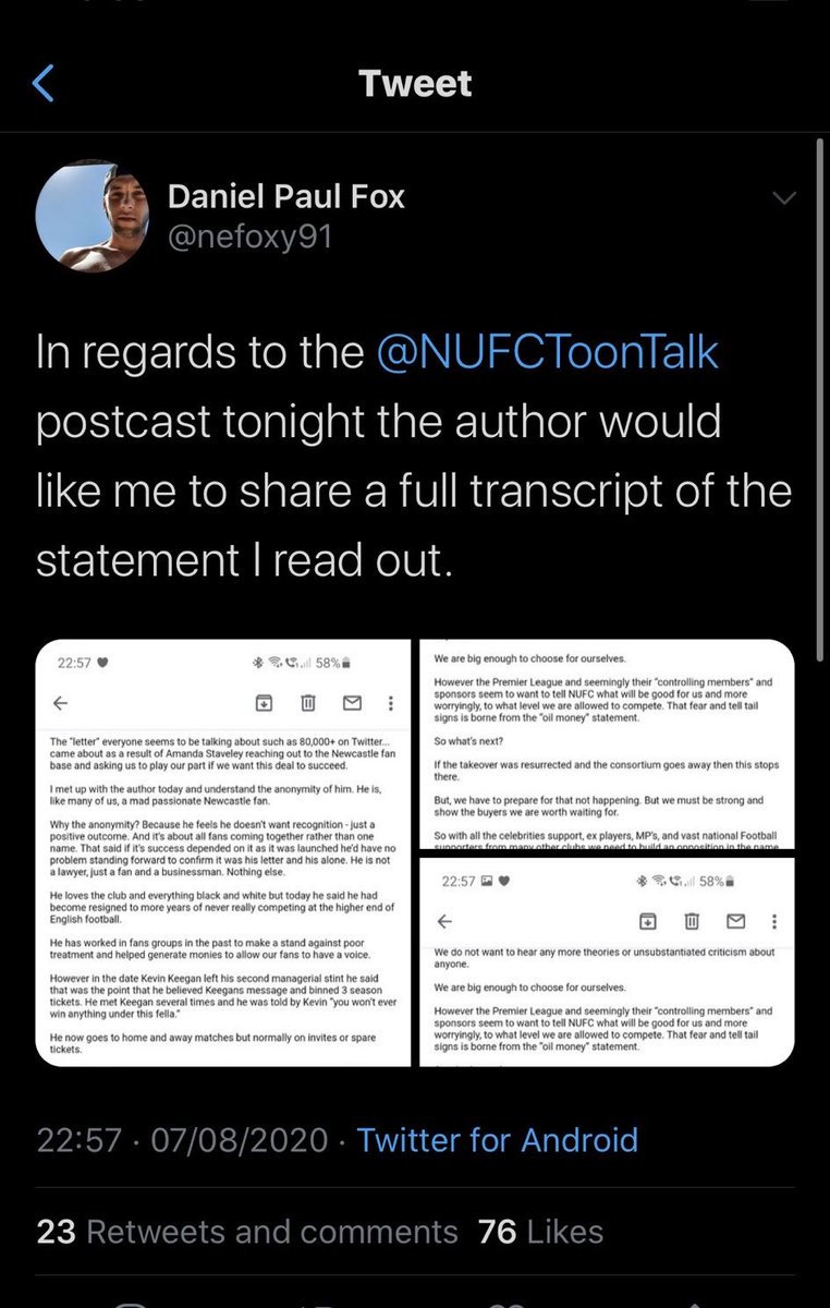 The problem with this is Dan’s story doesn’t quite add up because as you can see from this tweet he admits that he read out a statement from the ‘group’ on the show. Contradictions everywhere.