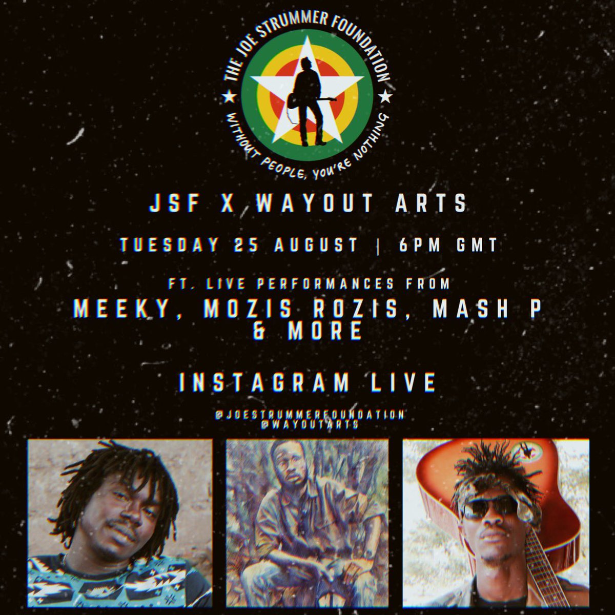 On 25th August at 6pm GMT, we’ll be going live on Instagram with our friends <a href="/WAYoutArts/">WAYout</a>, featuring live performances from the mega talented Mash P, Mozis Rozis &amp; more. Tune in! 🎉
-
instagram.com/joestrummerfou…
-
#Freetown #SierraLeone #WAYoutArts #WithoutPeopleYoureNothing