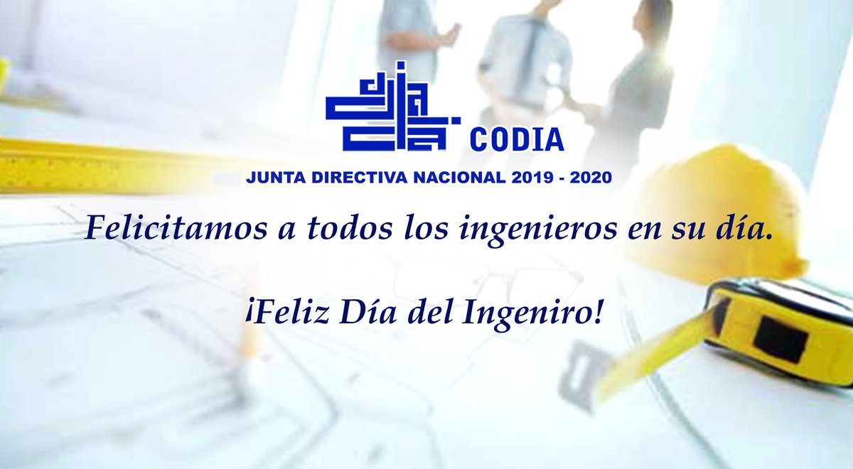 CodiaCentral's tweet photo. Felicitamos a todos los ingenieros, en especial a todos nuestros colegiados en el "Día del Ingeniero". Profesionales que realizan una encomiable labor para proveer un hogar, espacio o solución a cada ser humano.
#DíaDelIngeniero #CodiaCelebra #TodosSomosCodia #CodiaRD https://t.co/fSWTJRI9AT