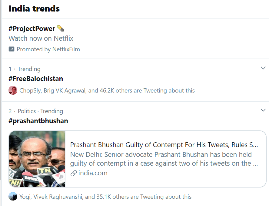 OTTERI!Soon after I started tweeting with this hashtag,  #FreeBalochistan jumped to number 1 trend in India!:D