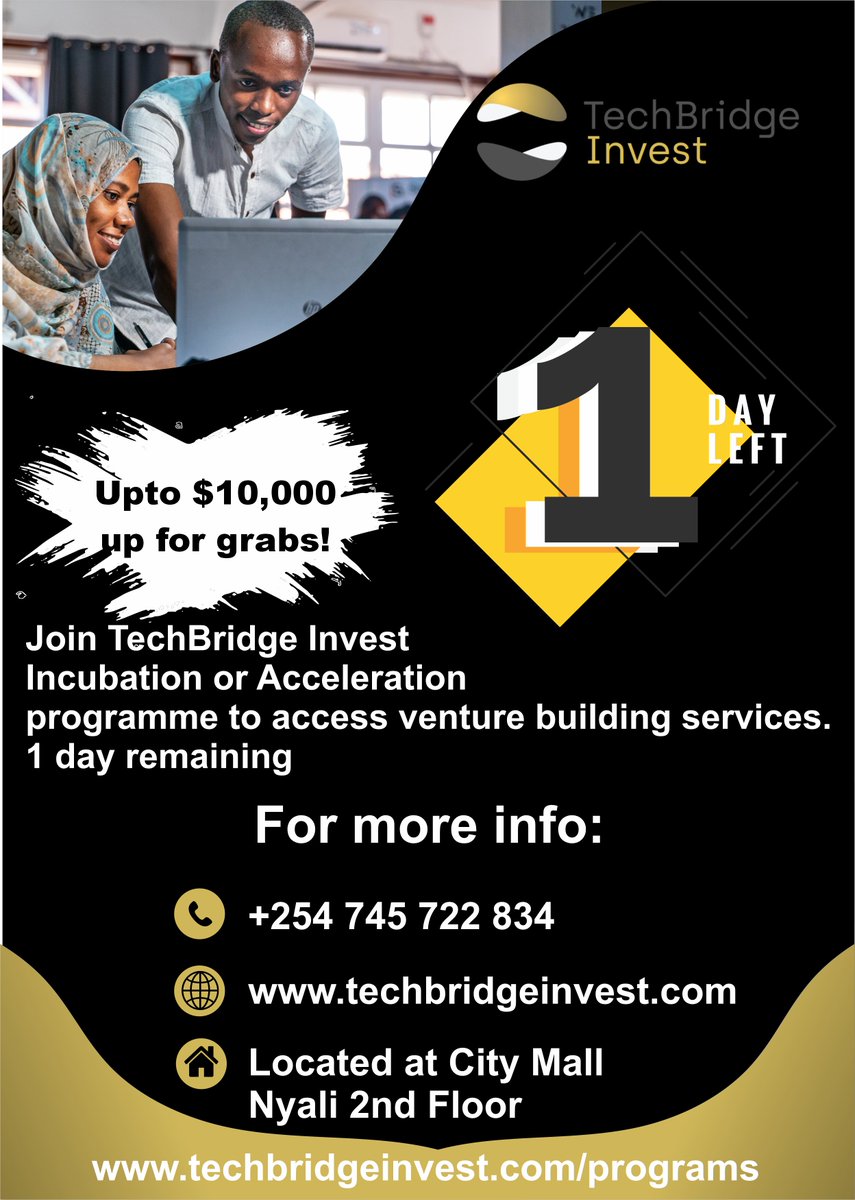 TechBChallenge's tweet image. The Incubation and Acceleration program provides aspiring innovators and entrepreneurs with an opportunity to launch and or scale tech startups by gaining access to professional venture building support.
One day left, the application process is simple.