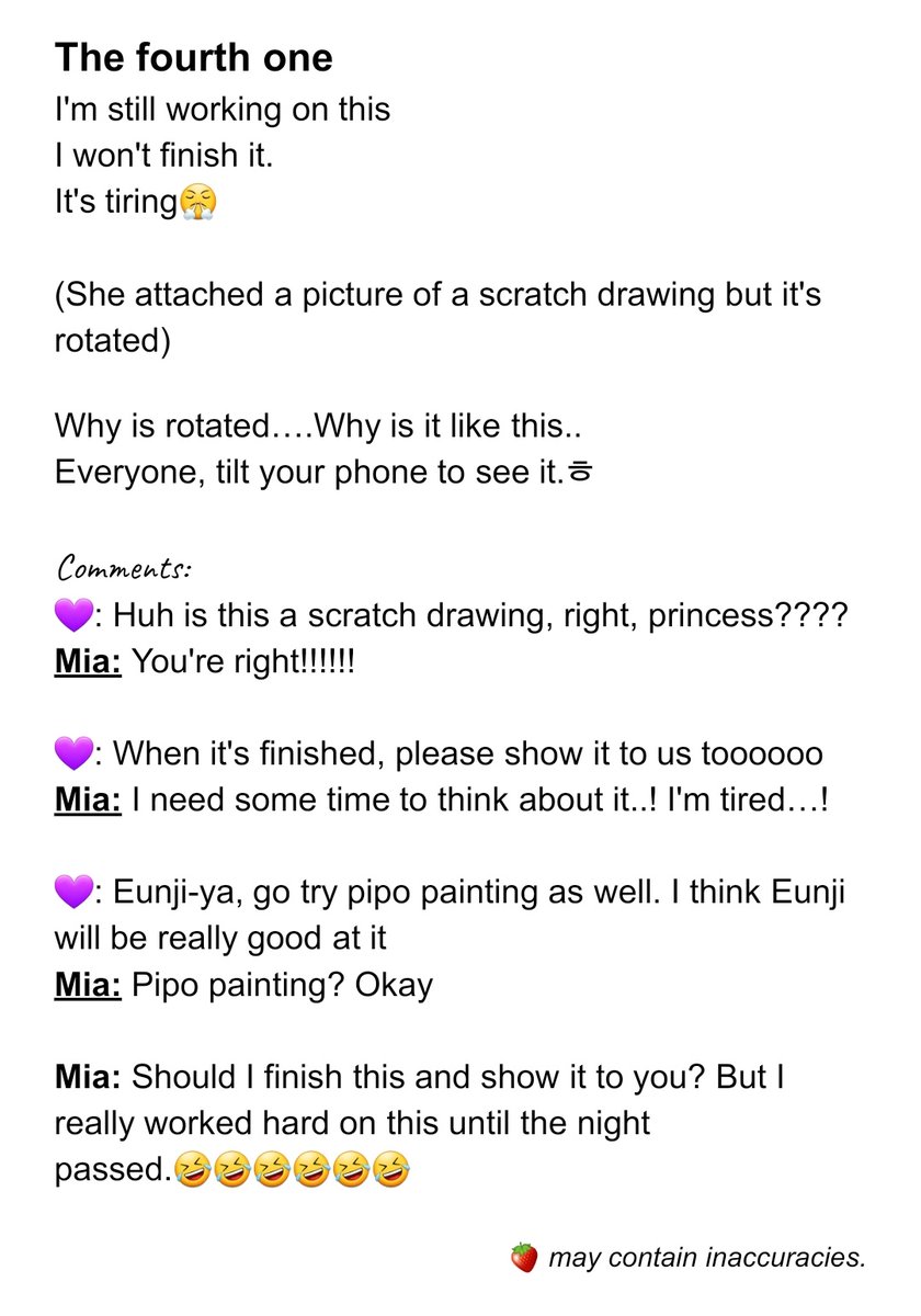 Mia posted her painting & scratch drawing on their fancafe