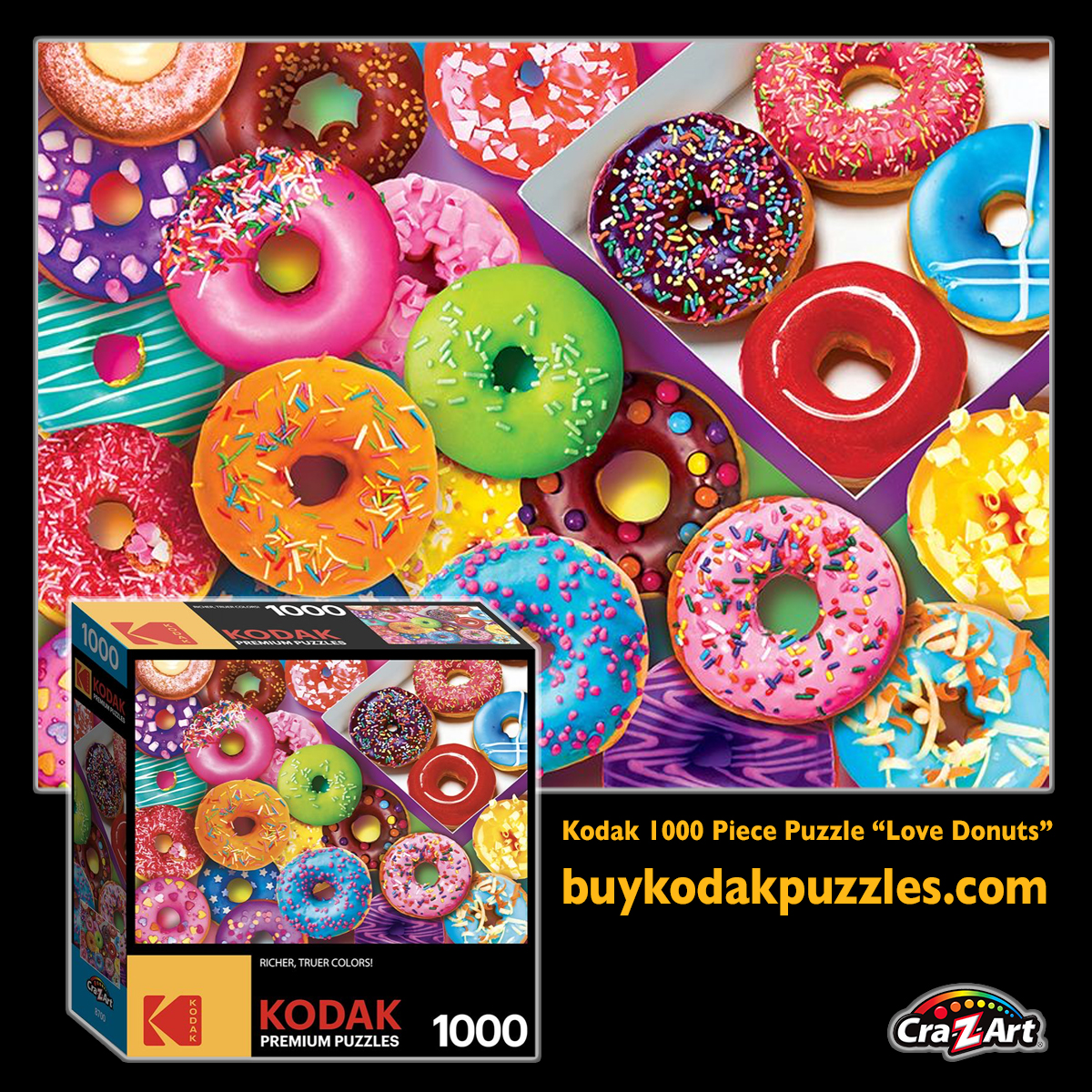 Kodak Premium Puzzles I Love Donuts Crazart 1000 Pieces Puzzle 