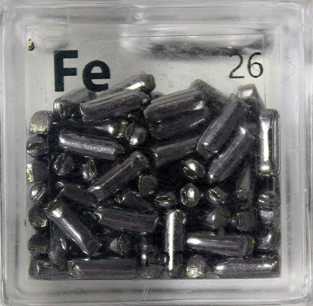Iron  #elementphotos. Red powder is Hematite (Fe2O3), while the large crystals are Fool's Gold which, as the name suggests, contains no gold (iron pyrites, FeS2).