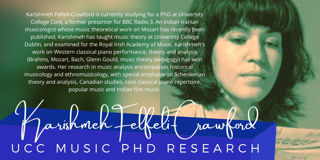 This Friday's #MeetOurResearchers we introduce Karishmeh Felfeli-Crawford, a current PhD student. Her research in music analysis encompasses historical #musicology & ethnomusicology, emphasising #Schenkerian theory & analysis, Canadian studies, popular music & Indian film music🎵