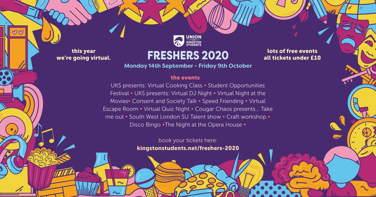 KingstonUni's tweet photo. #FreshersWeek is looking a bit different this year ππ@union_kingston has organised lots of events, surprises and treats for our new studentsβ¦ and it takes place over 4 weeks! π₯³ππhttps://t.co/Y9APhE4FMm #ClearlyGoodForMe https://t.co/6gKIMTPr8z