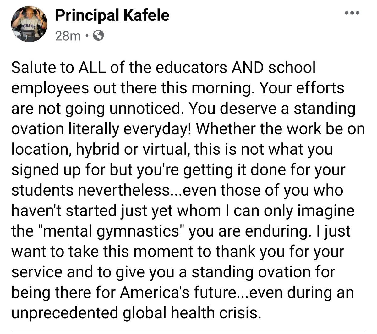 PrincipalKafele's tweet image. SALUTE TO ALL OF THE EDUCATORS AND SCHOOL EMPLOYEES OUT THERE THIS MORNING (see attachment)