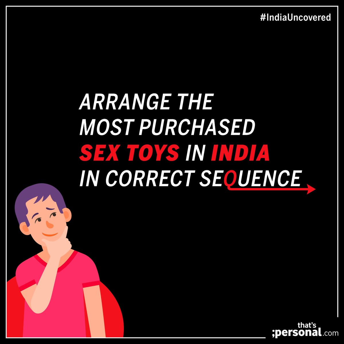thtspersonal's tweet photo. Arrange the most purchased #sex toys in india in correct sequence.
.
.To read the full research report 4 click here - https://t.co/QDyyk1hXGC

#SexToys #ResearchReport #IndiaWantsToKnow https://t.co/YsN4us3VAV