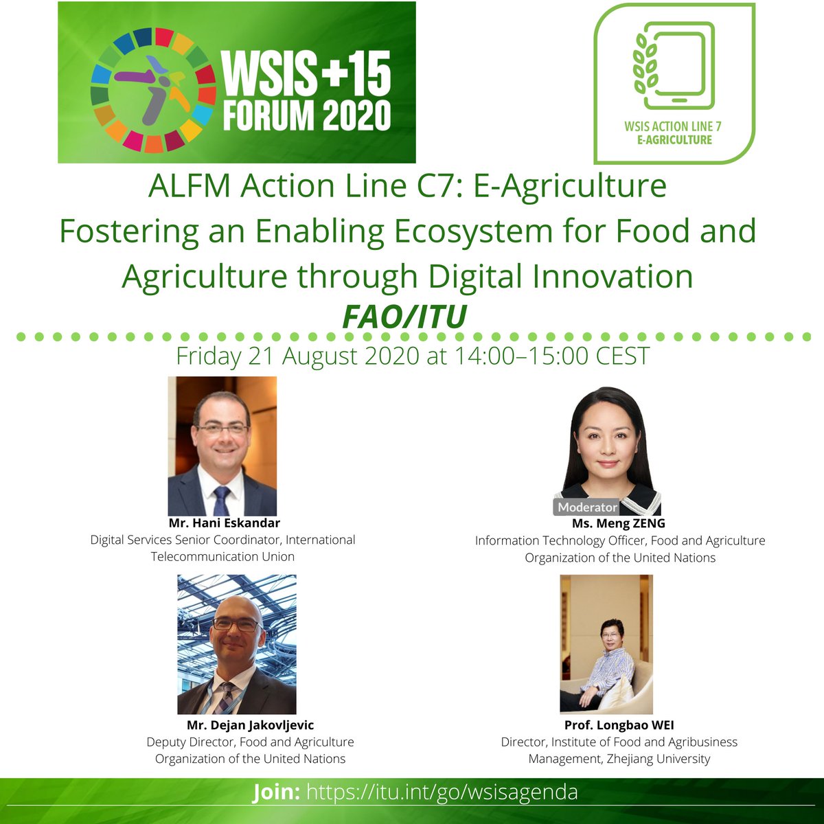 FAOeagriculture's tweet photo. Join FAO/ITU on the WSIS Action Line C7 E-Agriculture Session
👉https://t.co/AC8qE9ORCM
#WSIS #ITU #DigitalAgTransformation #SDGs https://t.co/ltS7jX54nS