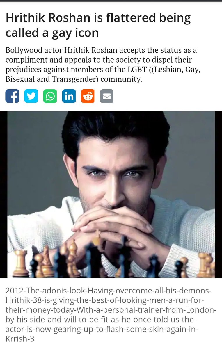 Where homosexuality is a prejudice in a homophobic world  #HrithikRoshan being a top pan Indian superstar acknowledged & accepted it as a compliment with the following statement:"Its a compliment & I react humbly to it,just as I'd to any othr compliment. It definitely feels good"