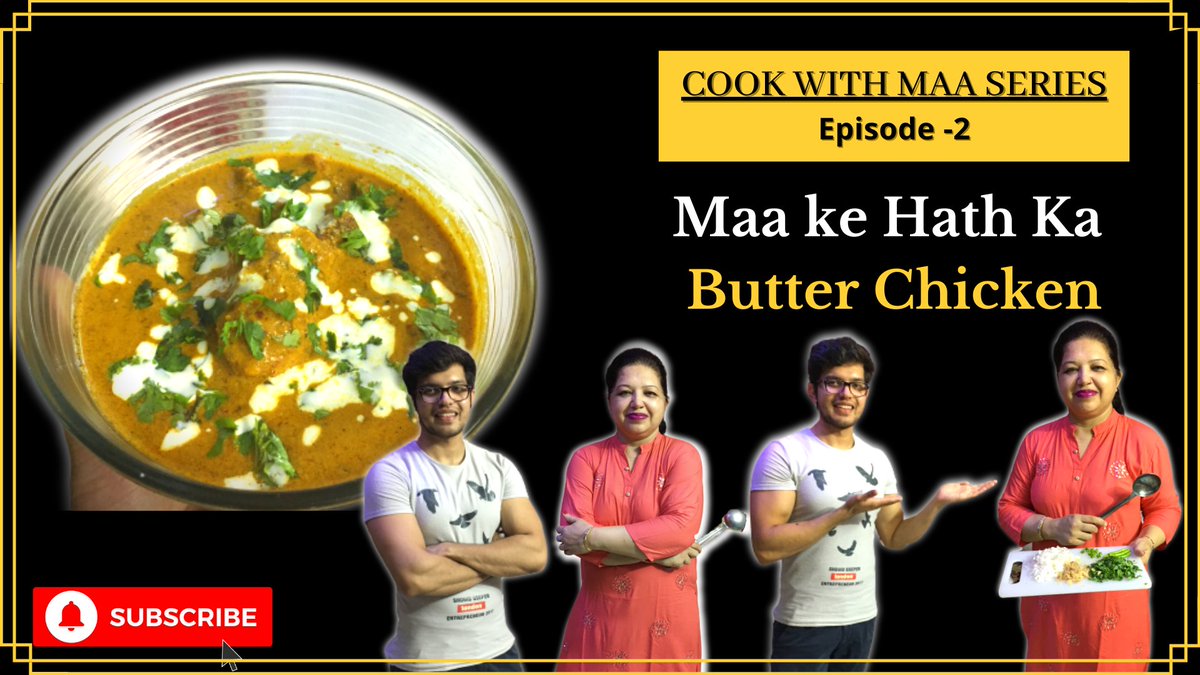 FlavoursRise's tweet photo. Hey guysss❤️🖤
Rise of Flavours is back with Episode 2 of #CookWithMaa ❤️😍
And this time specially for the chicken lovers🤤
Maa Ke Hath ka tasty Butter Chicken🖤❤️
Check out the video and don’t forget to subscribe ❤️🖤
https://t.co/VRSukmRWnO https://t.co/x3HSskJnhP