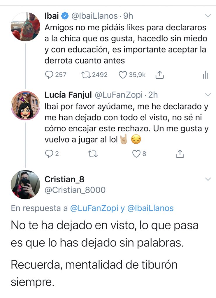 “No te ha dejado en visto, es que lo has dejado sin palabras” 

Cristian, gracias por dejarme en mis respuestas la frase del año. No la olvidaré nunca.