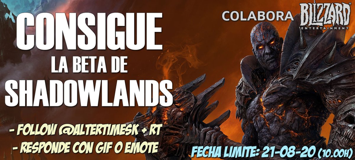 AlterTimeSK's tweet photo. 🎁 ¡SORTEAMOS 5 BETAS DE SHADOWLANDS!

Si aún no tienes acceso, sigue estos pasos sencillos:

☑️ Follow @AlterTimeSK 
☑️ RT al tweet
☑️ Responde con un gif o emote que indique tus ganas de que llegue #Shadowlands.

🔥 ¡PARA TODO EL MUNDO! 🔥

✍️ Bases: https://t.co/jtAWa6fpWH https://t.co/D7POlKskhY