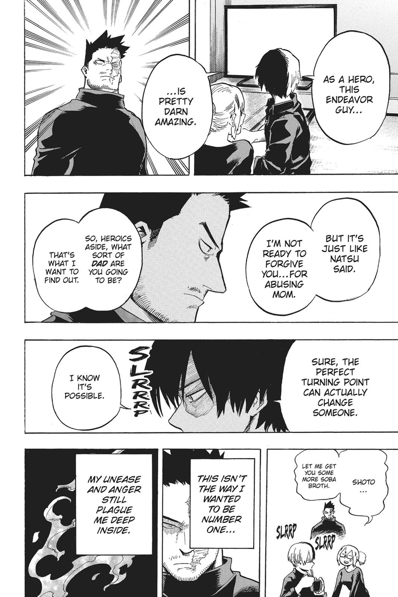 That's why after Kamino, when he starts question his own actions and starts growing as a character, he has to prove himself not only to the people of MHA's world, but also to the reader. He has to show WHY and HOW he is worthy of being No.1