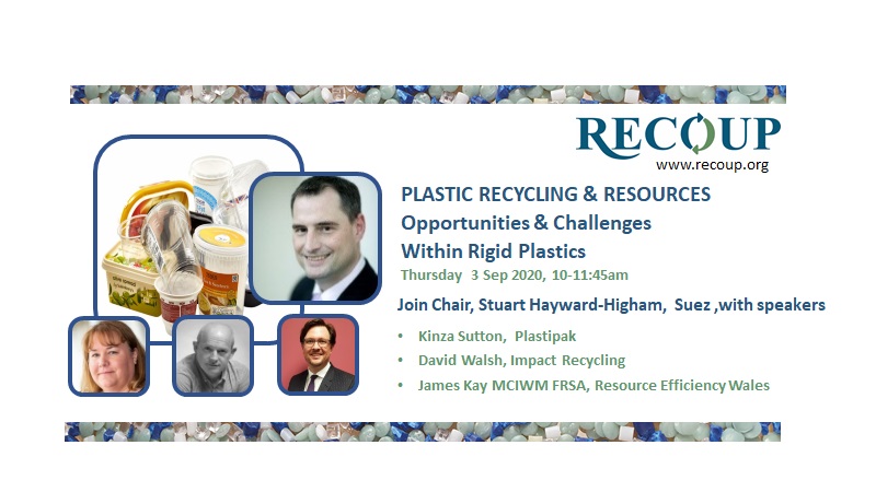 Only 3 weeks until the first of our Plastics Resources &amp; Recycling - The New Reality webinars: 
Opportunities &amp; Challenges Within Rigid Plastics. 
Chaired by <a href="/stuhhigh_suezUK/">S Hayward-Higham</a> , joined by speakers from@PlastipakEurope  @RewLtd &amp; Impact Recycling.  Book now: eventbrite.co.uk/e/recoup-webin…