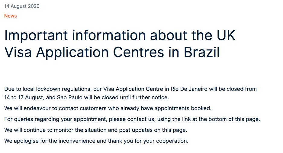 [UK Visas <a href="/VFSGlobal/">VFS Global</a>] Important information about the UK Visa Application Centres in Brazil ⤵

For queries regarding appointments or for more information please contact VFS in Brazil via their website. vfsglobal.co.uk/br/en/news/imp…