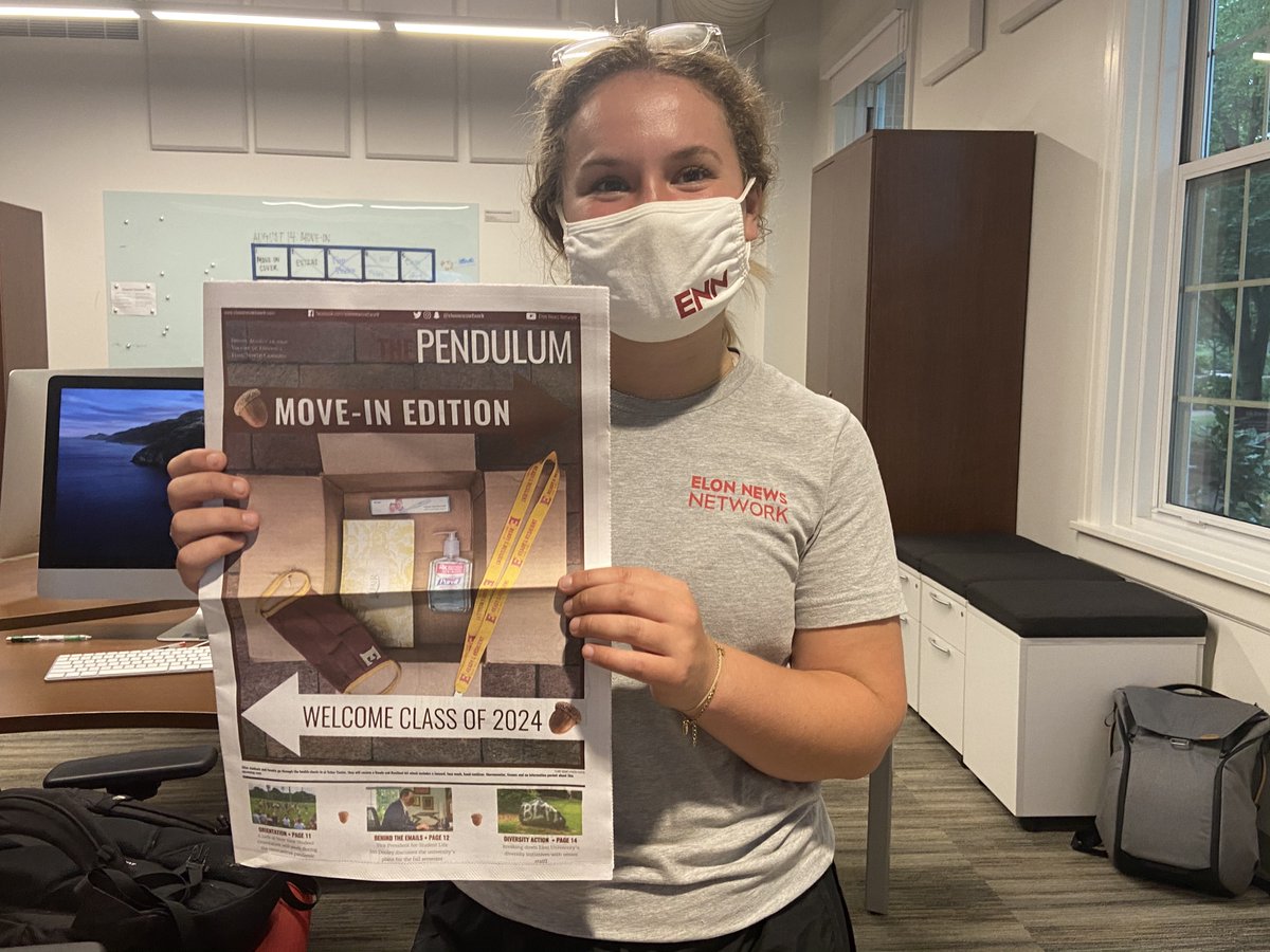 ElonNewsNetwork's tweet photo. Be sure to pick up a copy of the Move-In Edition of The Pendulum at stands around campus. 🗞📰 https://t.co/eNj1yObDcn