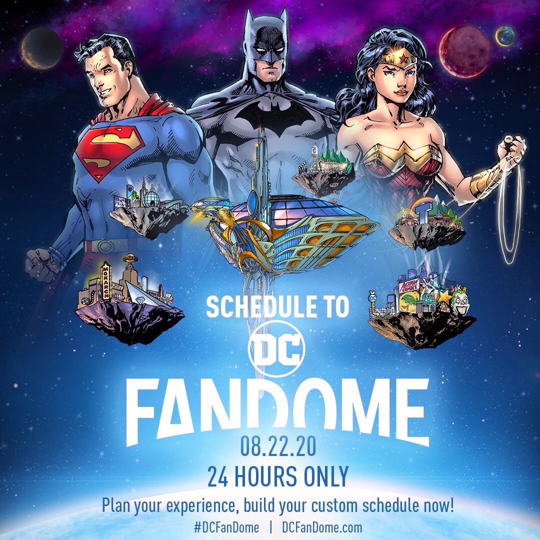 The massive schedule for  #DCFanDome is out.Here the main ones1PM:  #WonderWoman19842:15PM:  #Multiverse1012:45PM:  #Flash 3PM:  #TheSuicideSquad5:45PM:  #ZSJL6PM:  #BlackAdam7PM:  #Aquaman 7:30PM:  #SHAZAM!8:30PM:  #TheBatmanFull schedule here:  http://schedule.dcfandome.com 