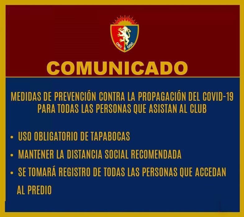 OBCyOGC's tweet photo. 🔴 IMPORTANTE ▶️ Todos los que concurran a las instalaciones del club deben tomar las medidas de prevención necesarias contra la propagación del Covid-19 https://t.co/uuIlorXfTr