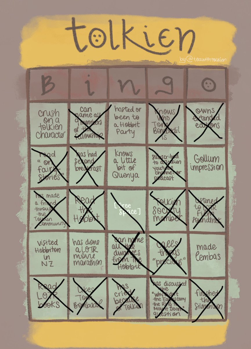 For  #TolkienEveryday Day 23 I did  @TeawithTolkien Tolkien Bingo. Love the idea and wish I could’ve checked off travelled to Hobbiton, but unfortunately I haven’t made it to New Zealand yet!  #TolkienBingo
