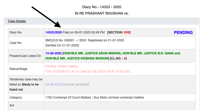 Maheshwari's case was never allotted a case number. It was given Diary Number 14323/2020 pending scrutiny. He had also filed an application seeking exemption from taking the permission of the Attorney General which is mandatory in criminal contempt cases. (2/4)