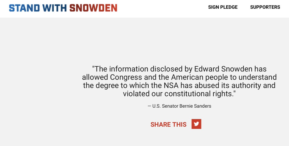 Praise for Snowden’s heoric whistleblowing has also come from  @BernieSanders,  @CornelWest, Noam Chomsky and Washington Post media reporter  @Sulliview: