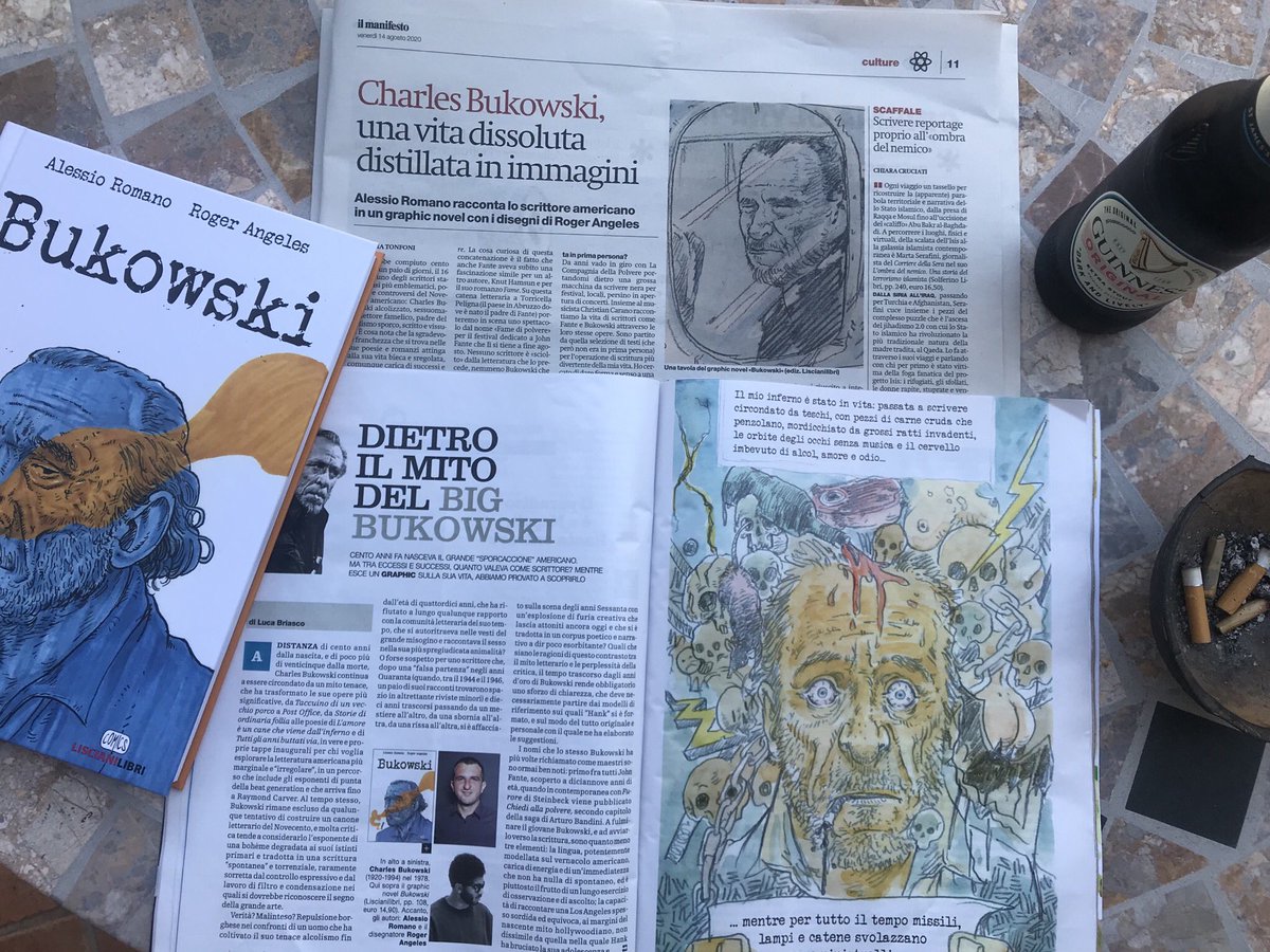 AlessioRomano78's tweet photo. Boom! 
Rassegna stampa epica oggi per “Bukowski” (@LiscianiLibri): 4 pagine su @ilvenerdi per un magistrale pezzo di @luca_briasco che analizza in modo definitivo i modelli letterari di riferimento di Bukowski. E su @ilmanifesto intervista a tutta pagina di Virginia Tonfoni. https://t.co/7kejmsFLqY