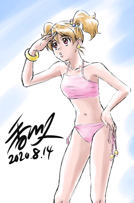 夏らしく☀️元気で涼しげなラブちゃん描いたら…プールの監視員ぽいラブちゃんになってしまったかも…似合いそうだけど? 