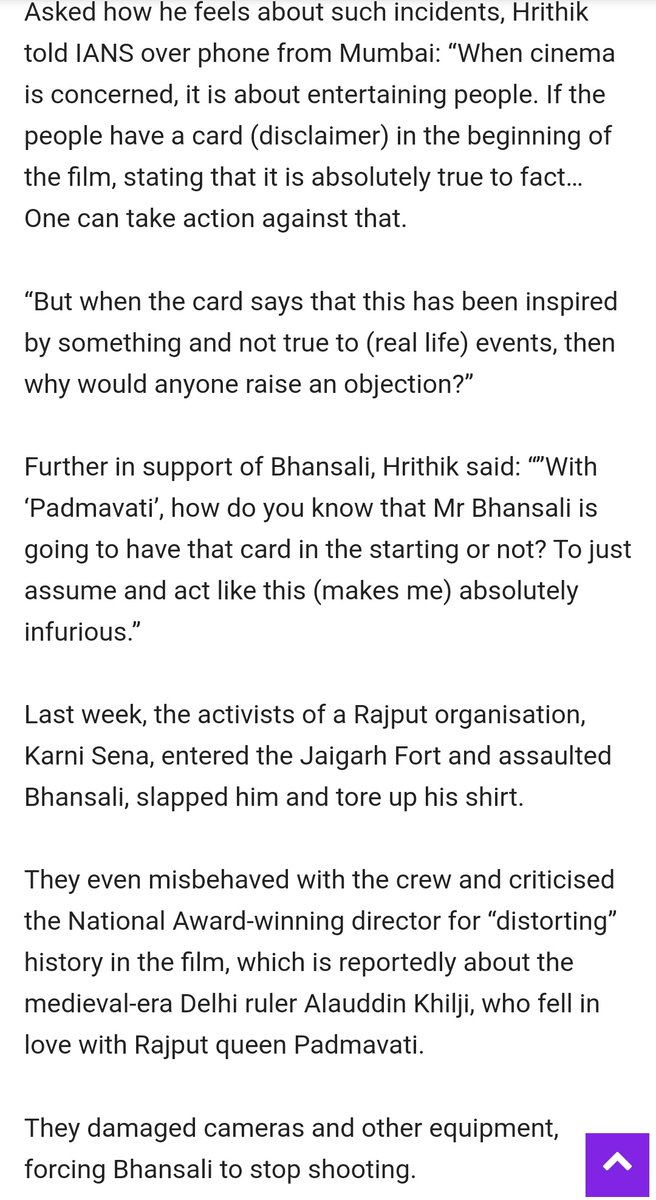 D only A lister who voiced his support against Karni Sena bullies who stoppted  #Padmavat shooting.He always speaks whn he feels his voice'd mk a difference. Being a part of circus's never  #HrithikRoshan thing. So if u think he'l give vague speech & milk a tragedy sorry2disappoint