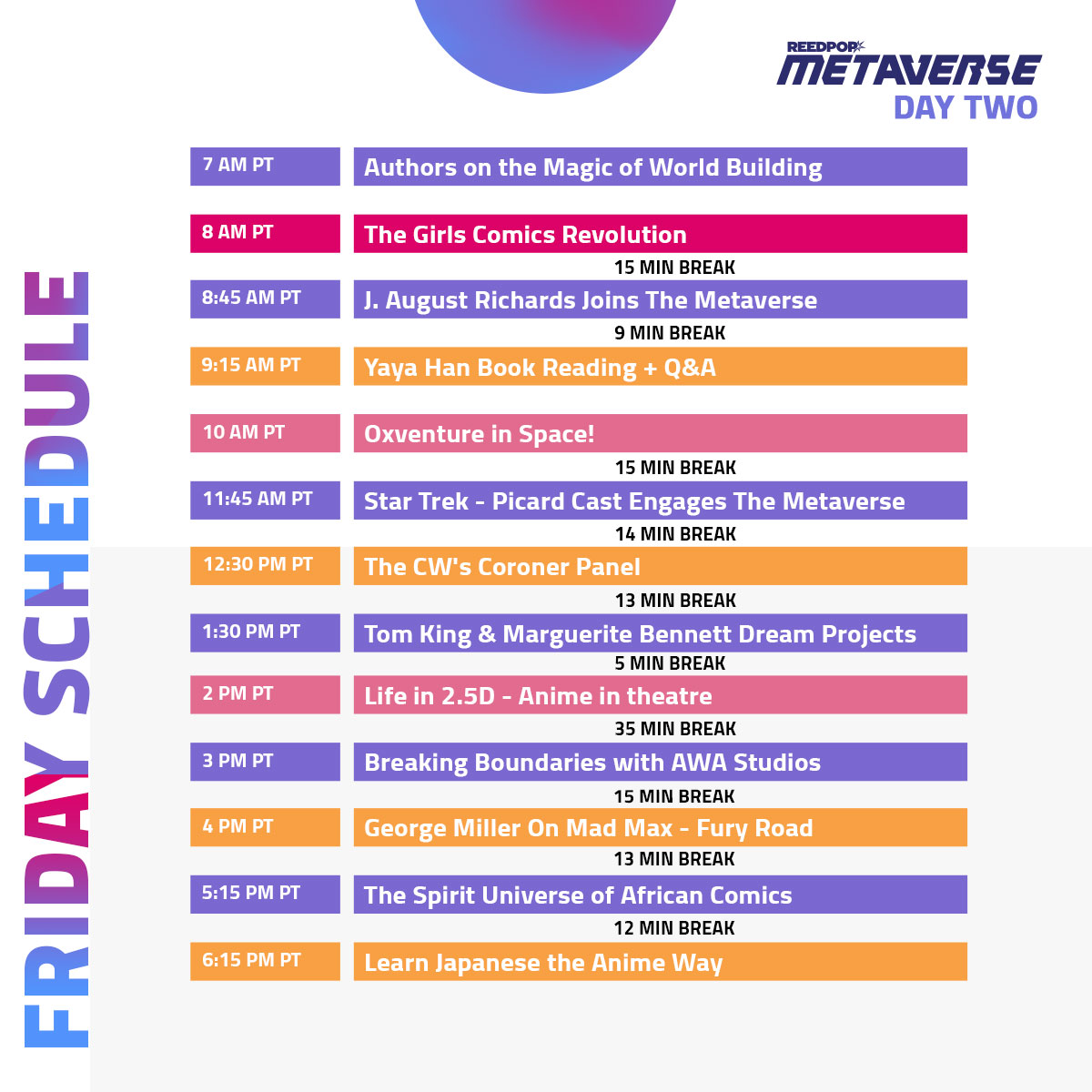 Emerald City Comic Con on Twitter "The Friday schedule is below! Which