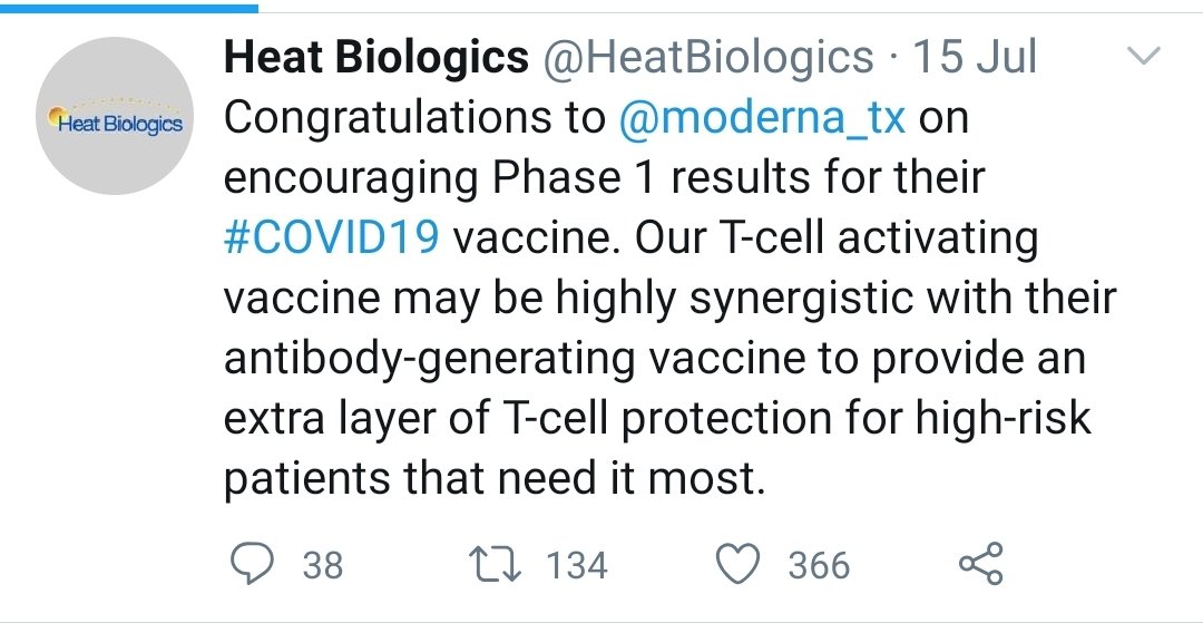 Guys i wanted to dissect this tweet from July 15th. It seems to me that they know too much about $mrna vaccine. If i tell you your coffee will taste better with a teaspoon of this is because I've already tested it. 🤫 $htbx just my opinion.