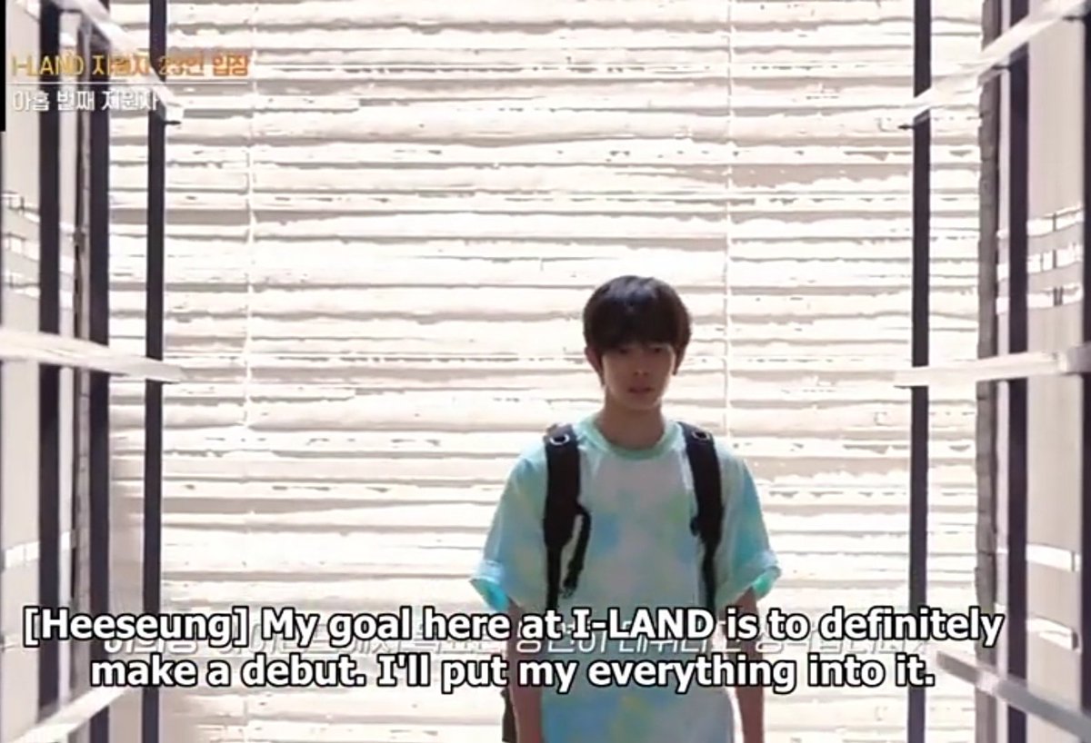 This is exactly where his honestly kicks in and makes him more admirable. Although he was happy for TXT's debut, he was having a hard time and was perhaps anxious about his own debut. So he walked in ILAND with determination to pave the way for a desired future. #ILAND_EP7