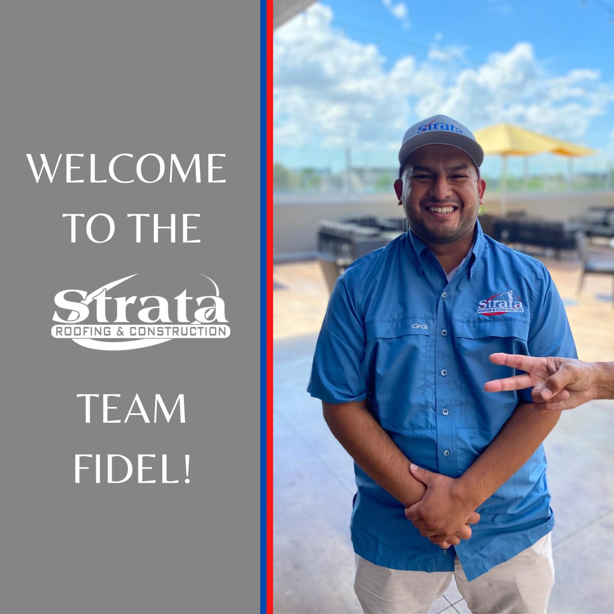 Strataroofing's tweet photo. We are proud to welcome Fidel to our team as a Sales Associate! 🙋🏻‍♂️

He is not a newbie to the roofing industry and is excited to continue helping customers as a member of the Strata Roofing brigade! 😜 https://t.co/0Mqz86nity
