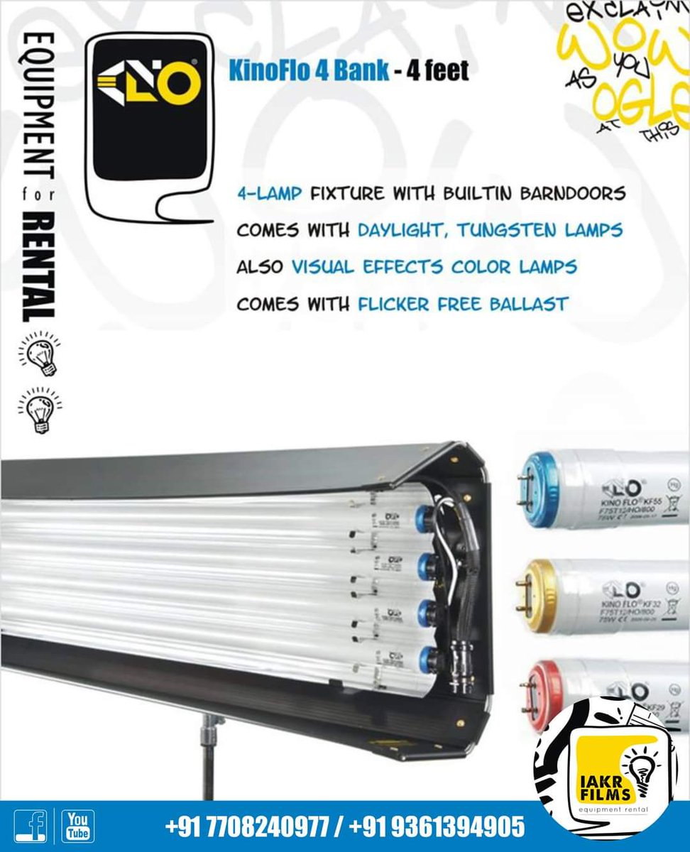 iakrfilms's tweet photo. #KinoFlo 4Bank - 4 Feet Light Now Available For Rental With IAKR Films
For Booking Call +917708240977 / +919361394905
#DOP #cinematography #cinematographer #Light #Cinema #Filmmaking #FilmmProduction https://t.co/KH4ixqVe6V