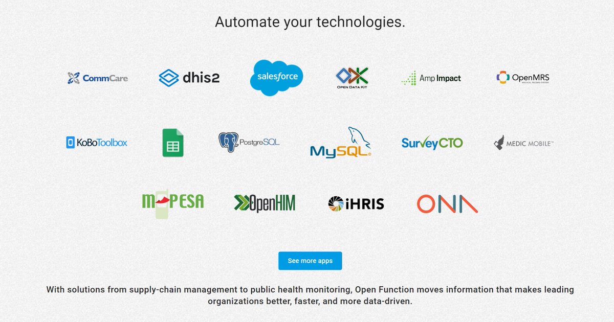 openfn's tweet photo. OpenFn integrates with @OpenMRS, @dhis_2, #CommCare and #OpenHIM, but did you know it can connect with any app?! See https://t.co/6RFtTM8ifs for some suggestions.
#ict4d #automation #datadriven https://t.co/MW2KCRnDms