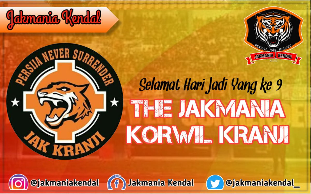 @JakmaniaKendal (@jakmaniakendal_) on Twitter photo Selamat hari jadi Korwil Kranji ke-9th, semoga makin Jaya selalu.
<a href="/JakCrz/">JAKMANIA KRANJI</a>
#PersijaSakModare Selamat hari jadi Korwil Kranji ke-9th, semoga makin Jaya selalu.
<a href="/JakCrz/">JAKMANIA KRANJI</a>
#PersijaSakModare